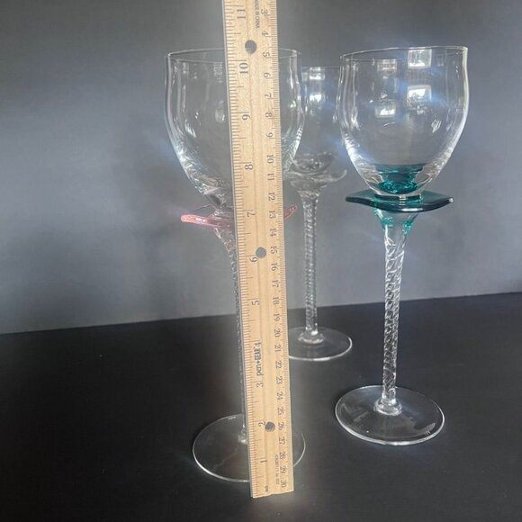 IVV Set Of 3 Vulcano Twist Stem Wine Glasses Hand Blown Italy Discontinued HTF - Picture 7 of 8